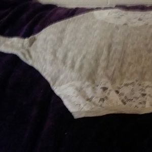 Cream/tan large cardigan w/ gold flecks & 3/4 slee